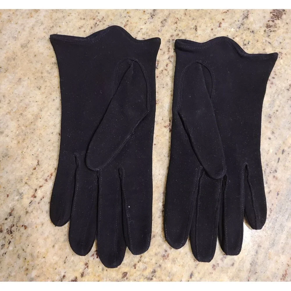 Vintage Size M 7 Black Soft Suede Leather Formal 8.5